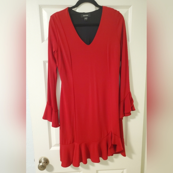 A-line Red Ruffle Dress - Picture 3 of 6